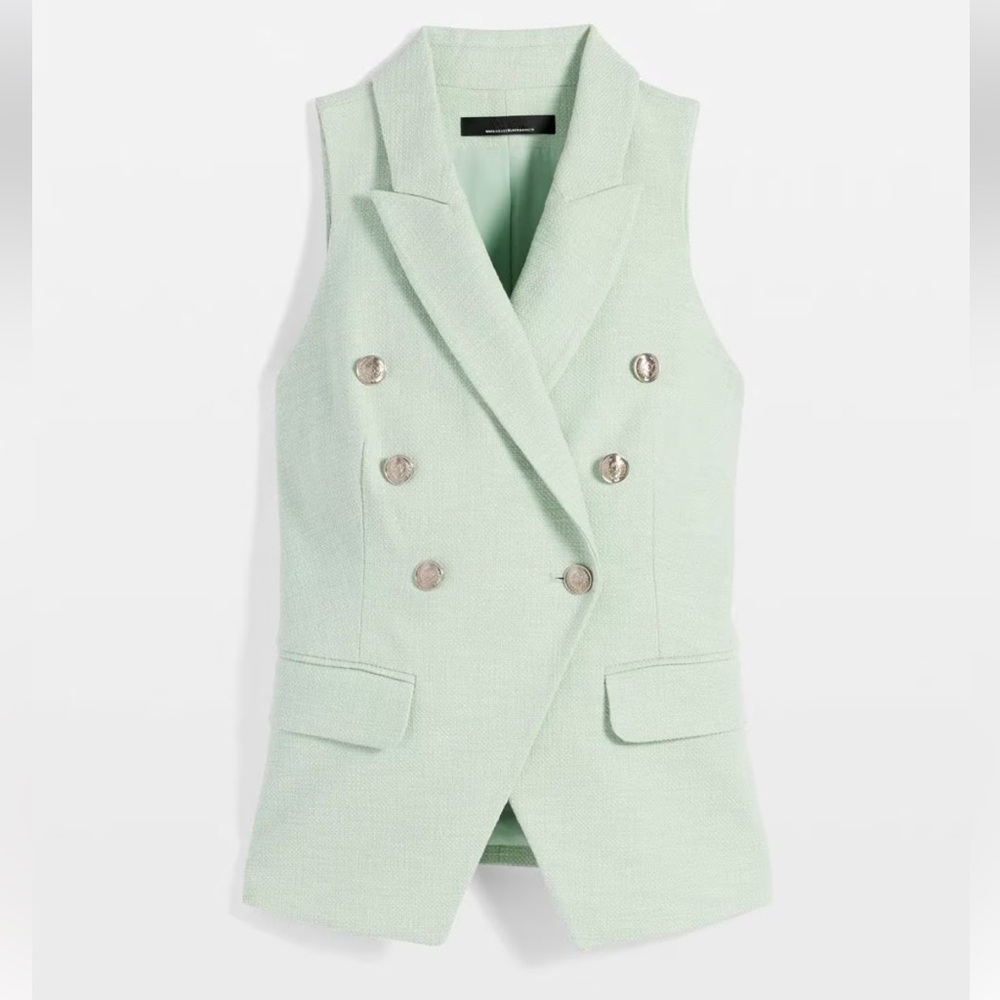 White House Black Market Mint Double-Breasted Sleeveless Blazer